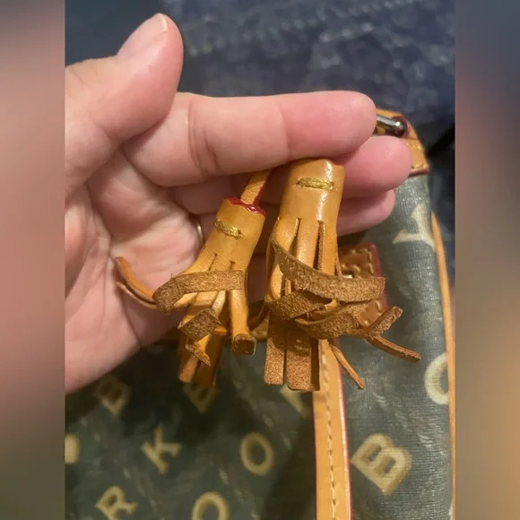 Dooney & Bourke Brown and Gray Vintage Crossbody Bag Purse - Picture 4 of 12